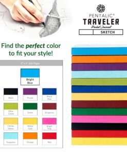 Pentalic 3 x 4" Pocket Sketchbook Traveler Journal, 160 Pages, Bright Blue 13 91Fce6n1qJL