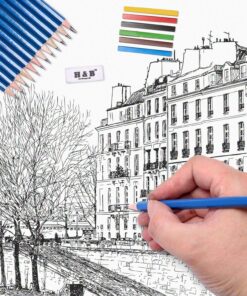 H & B 48 Professional Sketching Pencils and Drawing Kits, Including Sketching Pads, Graphite Pencils, Pencil Sharpener and Eraser, Artist's Art Supplies for Children 48 Piece Set 28 91FnKuqGrnL