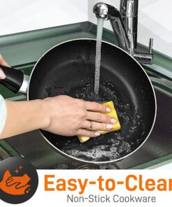 SereneLife Kitchenware Pots & Pans Basic Kitchen Cookware, Black Non-Stick Coating Inside, Heat Resistant Lacquer (11-Piece Set), SLCW11BLK-Black SLCW11BLK- Black 13 91FsqWfPG0L