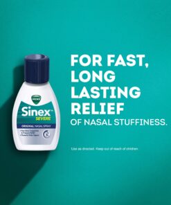 Vicks Sinex SEVERE, Nasal Spray, Original Sinus Decongestant for Fast Relief of Cold & Allergy Congestion, Sinus Pressure Relief, 0.5 Fl. Oz (Pack of 4) 12 91Ft93g6GkL