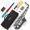 Mendini By Cecilio Eb Alto Saxophone - Case, Tuner, Mouthpiece, 10 Reeds, Pocketbook - Black & NickelE Flat Musical Instruments Black & Nickel 2 91Fw5d9V72L