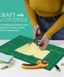 Crafty World 12 x 18 Cutting Mat for Sewing, Self Healing Double Sided Quilting Crafts Mat - Fabric Cutting Mat - Non Slip surface - Rotary Cutting Board A3-12x18 Green 25 91G7Th2thKL