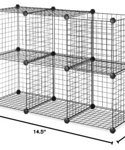 Whitmor Storage Cubes - Stackable Interlocking Wire Shelves - 14.25"D x 14.5"W x 14.5"H - Black (Set of 6) 34 91GNZxt5nIL