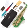 Mendini By Cecilio Eb Alto Saxophone - Case, Tuner, Mouthpiece, 10 Reeds, Pocketbook - Green E Flat Musical Instruments 4 91GPLezQC6L