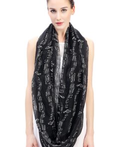 Musical Notes Print Infinity Scarf for Women, Lightweight for Spring Fall Winter Black 6 91GRNwpLcHL
