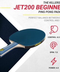Killerspin JET200 Ping Pong Paddle, Table Tennis Racket, Table Tennis Equipment for Beginners, Table Tennis Paddle with Wood Blade, Jet Basic Rubber Grips Navy Blue 18 91GVNYI1zKL