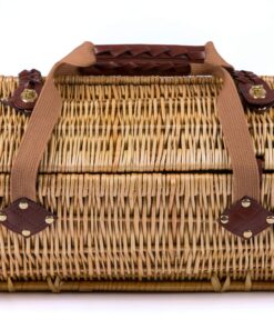 PICNIC TIME - Verona Wine & Cheese Picnic Basket - Wicker Wine Tote - Wine Basket with Picnic Set, (Adeline Collection - Deep Purple with Coral Pattern) Adeline Collection 22 91GWYnKKf1L
