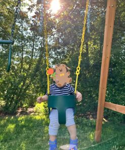 Deluxe High Back Full Bucket Toddler Swing with Exclusive Chain & Triangle Dip Pinch Protection and Carabiners for Easy Install - Green - Squirrel Products 24 91GbFcW4Y7L