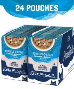 Natural Balance Original Ultra Platefulls Indoor Adult Grain Free Wet Cat Food, Mackerel & Sardine Recipe, 3 Ounce Pouch (Pack of 24) 12 91GhlgJWDPL