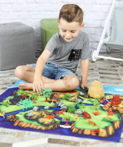 Toyvelt Dinosaur Play Set Dinosaur Toys Includes Dinosaur Figures, Trees, Rocks, Playmat, And A Beautiful Container Create A Dino World Great Gift For Boys & Girls Ages 3,4,5,6, And Up Updated Version 18 91Gi9JS1UL