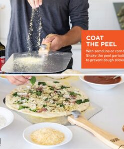 OUII Pizza Peel Aluminum Metal Pizza Paddle - 12 x 14 inch. Pizza Cutter Rocker 14'' Blade Pizza Spatula for Pizza Stone, Pizza Oven Accessories. Pastry, Dough, Bread Peel and Rocker Knife Pizza Tools 12" X 14" NON-PERFORATED 23 91GlQfv7vDL