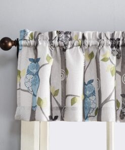 No. 918 Hoot Owl Print Semi-Sheer Rod Pocket Kitchen Curtain Valance, 56" x 14", Mocha Mocha Brown 56 in x 14 in 25 91GlaEf00oL