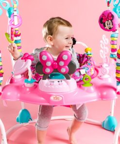 Bright Starts Disney Baby MINNIE MOUSE PeekABoo Baby Activity Center Jumper with 8 Toys, Lights & Sounds, 360-Degree Seat, 6-12 Months (Pink/Blue) 28 91Gmu0dbLnL