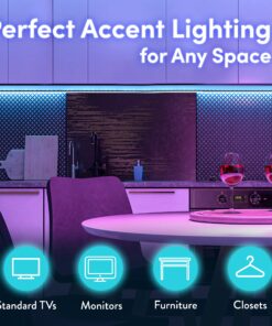 Luminoodle Color Bias Lighting, USB TV and Monitor Backlight LED Strip Lights Kit with Dimmer, Remote - 6.6 ft for 24" to 60" TV - Medium Pro:Medium(24 - 29 in TV) 34 91Gw v4I1fS