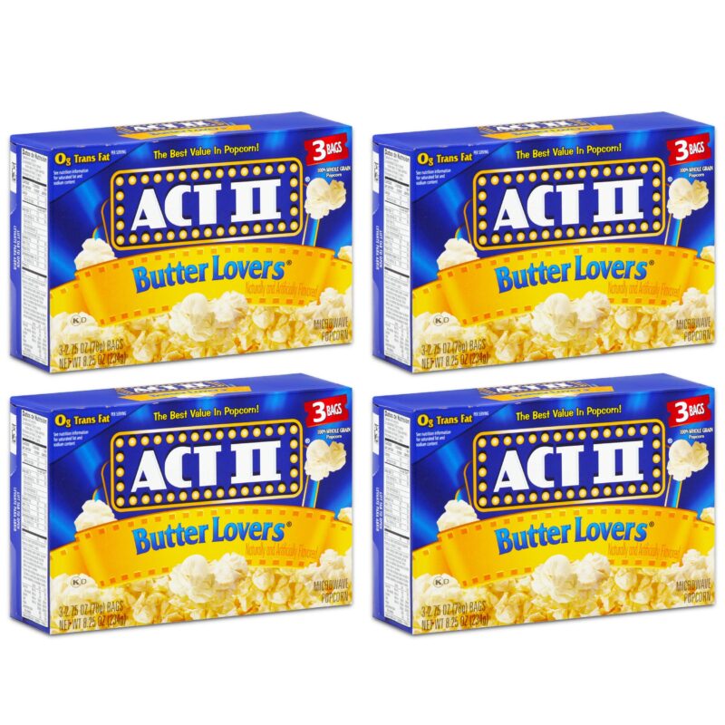 Catalog 1 Act II Butter Lovers Microwave Popcorn 4 Boxes of 3 (12 Bags Total) 2.75 Ounce (Pack of 12)