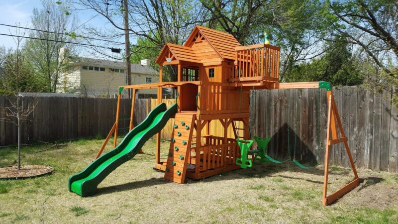 Backyard Discovery, Skyfort II Playground Cedar Wood Swing Set With ...