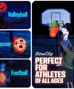 GlowCity Glow in The Dark Basketball for Teen Boy - Glowing Red Basket Ball, Light Up LED Toy for Night Ball Games - Sports Stuff & Gadgets for Kids Age 8 Years Old and Up Rubber (No Pump) 27 91GyxkLy06L