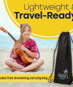 Hola! Music HM-21PK Soprano Ukulele Bundle with Canvas Tote Bag, Strap and Picks, Color Series, Pink Soprano 21 Inch 18 91H93ELxhML