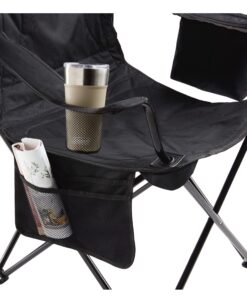 Coleman Portable Camping Chair with 4-Can Cooler, Fully Cushioned Seat and Back with Side Pocket and Cup Holder, Carry Bag Included, Collapsible Chair for Camping, Tailgates, Beach, and Sports Black 22 91HB5N1ArxL