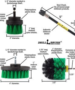 Drill Brush - Household Cleaners - Kitchen - Cleaning Supplies - Scrub Brush - Oven - Stove Top Cleaner - Countertop - Backsplash - Sink - Dish Brush - Pots and Pans - Cast Iron Skillet - Frying Pan Green 12 91HQaRXqAQL