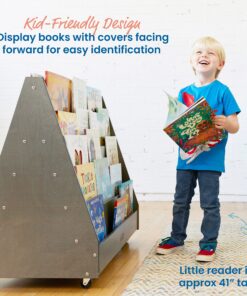 ECR4Kids Double-Sided Mobile Book Display, Classroom Bookshelf, Grey Wash 21 91HUoY41TmL