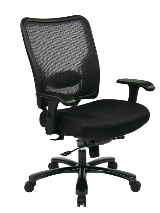 Space Seating 75 Series Air Grid Big and Tall Deluxe Ergonomic Office Chair with Thick Padded Seat and 400 lb. Limit, Black Double Air Grid