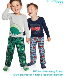 Simple Joys by Carter's Boys and Toddlers' 4-Piece Pajama Set (Cotton Top & Fleece Bottom) 5 Cars/Space 6 91HYOo9w1qL