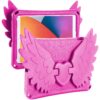 KIQ Kid Friendly Case for iPad 9.7 6th Generation, Cute Heavy Duty Protection Stand Shoulder Strap for Apple iPad 9.7 5th Generation 2017 2018 - Angel Wing Hot Pink 73 91HjY5VBjNL