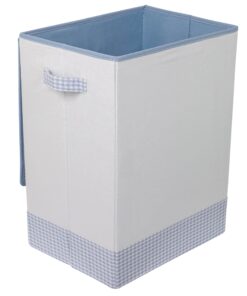 BirdRock Home Baby Clothes Hamper with Lid - Folding Cloth Hamper with Handles - Dirty Clothes Sorter Bin - Easy Storage - Collapsible - Blue and White Blue & White 11 91HmoDUr6 L