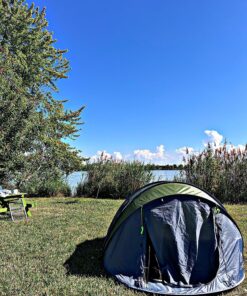 4 Person Easy Pop Up Tent Waterproof Automatic Setup 2 Doors-Instant Family Tents for Camping Hiking & Traveling Green & Grey 110*78*51'' 33 91HvdI5PNPL