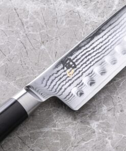 Shun Classic 7” Hollow-Ground Santoku All-Purpose Kitchen Knife; VG-MAX Blade Steel and Ebony PakkaWood Handle; Hollow-Ground Indentations for Reduced Friction and Smoother Cuts; Handcrafted in Japan 13 91HyaUHNniL