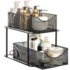 Sorbus 2 Tier Under the Sink Organizer Baskets with Mesh Sliding Drawers —Ideal for Cabinet, Countertop, Pantry, and Desktop, for Bathroom, Kitchen, Office, etc.—Made of Steel (Black) Black 49 91I67eQWbXL