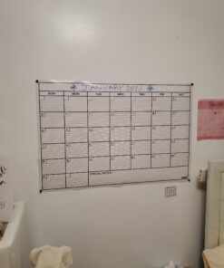 Dry Erase Laminated Jumbo Wall Calendar, Huge 24-inch by36-Inch Size, Monthly Planner for Home Office, Classroom, Large Date Boxes, Reusable Film, Never Folded, Includes 5 Markers, 8 Tacks. I Eraser White 24 x 36 - 1 month 31 91I9EROscFL