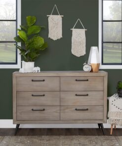 Alternative view of Evolur Stilnovo Mid Century Double Dresser, Windsor Oak Grey, 52x18x35 Inch (Pack of 1)