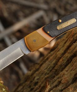 Alternative view of Old Timer 7OT Cave Bear Traditional Lockback Pocket Knife with 3.9in High Carbon Stainless Steel Blade, Sawcut Handles, and Leather Belt Sheath for Hunting, Camping, Whittling, EDC, and Outdoors