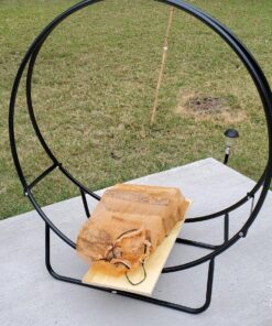 Sunnydaze Outdoor Firewood Log Hoop and Cover Set - Powder-Coated Steel Rack and PVC Cover - Black - 40-Inch 40 in 46 91IHsQ6VvBL