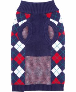 Blueberry Pet Chic Argyle All Over Dog Sweater in Navy Blue, Back Length 20", Pack of 1 Clothes for Dogs 20 inch (Pack of 1) Argyle Navy Blue 18 91IOvS4iL 1