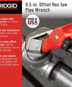 RIDGID 31305 Model E-110 9.5" Offset Hex Jaw Pipe Wrench, Red, Made in The USA 29 91Ib2jf9JYL