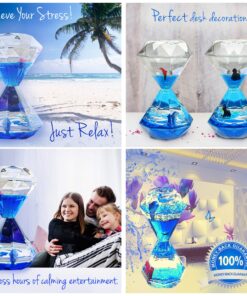 YUE MOTION Liquid Motion Bubbler Timer/Diamond Shaped Liquid Timer for Fidget Toy,Autism Toys, Children Activity, Calm Relaxing,Penguin Desk Toys and Home Ornament Blue Liquid With Penguin Toys 18 91Ie51SUcYL 1