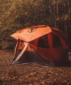 Gazelle Tents T4 Hub Tent, Easy 90 Second Set-Up, UV Resistant, Removable Floor, 4-Person, Orange, 78"x 94" x 94" 22272 T4 Orange/Grey 35 91IeWCivcTL