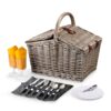 PICNIC TIME Piccadilly Picnic Basket, Romantic Picnic Basket for 2 with Picnic Set - Includes Utensil Set, Glasses, Plates, and Wine Opener, (Anthology Collection - Gray with Gold Accents) 46 91IgiL5WsjL