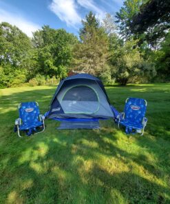 Coleman Skydome Camping Tent, 2/4/6/8 Person Family Dome Tent with 5 Minute Setup, Strong Frame can Withstand 35MPH Winds, Roomy Interior with Extra Storage Included Blue 4-person 44 91IkUer2nnL