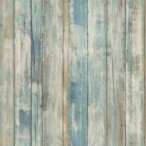 RoomMates RMK9052WP Blue Distressed Wood Peel and Stick Wallpaper