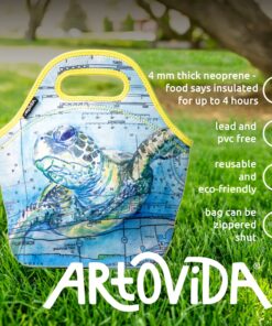 Artovida Artists Collective Insulated Neoprene Lunch Bag, Washable Soft Lunch Tote for Work and Picnic - Design By Carly Mejeur (USA) Loggerhead Sea Turtle -Classic Carly Mejeur Sea Turtle 11 91IqqpQp1rL