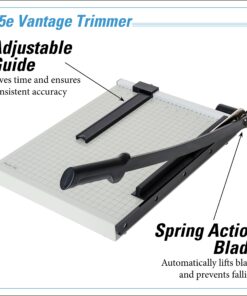Dahle 15e Vantage Paper Trimmer, 15" Cut Length, 15 Sheet, Automatic Clamp, Adjustable Guide, Metal Base with 1/2" Gridlines, Guillotine Paper Cutter Cut Length: 15" 23 91Ir1L4r0DL