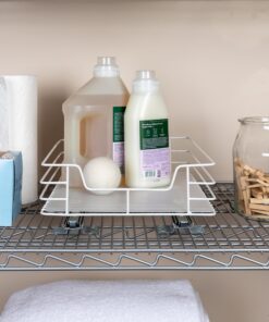 Alternative view of Household Essentials Glidez Paint-Finished Steel Pull-Out/Slide-Out Storage Organizer with Plastic Liner - Under Cabinet or Wire Shelf Use - 1-Tier Design - Fits Standard Size Cabinet or Shelf, White 12"