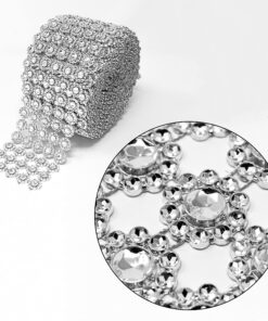 Alternative view of Diamond Flower Shape Mesh Wrap Roll Faux Rhinestone Crystal Ribbon 4" x 10 Yards (30 ft) … (Silver) Silver