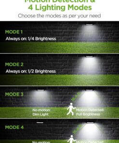 InnoGear Solar Outdoor Lights, 80 LEDs Solar Motion Sensor Lights with 4 Working Modes Solar Wall Lights IP65 Waterproof 450 Lumens Solar Gutter Lights for Front Door, Yard, Garage, Pack of 2 32 91Isn3QvqGL
