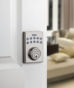 Kwikset 92640-001 Contemporary Electronic Keypad Single Cylinder Deadbolt with 1-Touch Motorized Locking, Satin Nickel, 8 x 4 x 6 24 91ItuH5qIqL