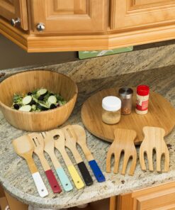 Home Basics Bamboo Cooking Utensils Set with Color Handles, 6-Piece, 2.5" x 12" x .25" 14 91IvFq6pTwL